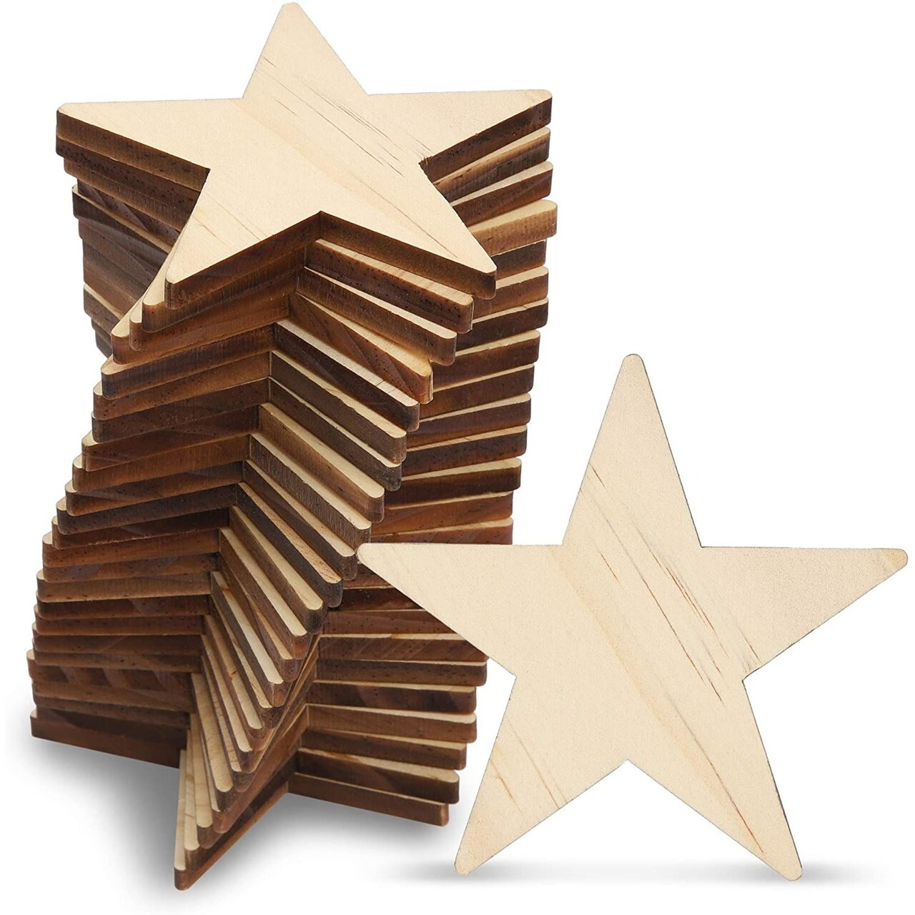 Unfinished Wood Cutouts for DIY Crafts Star Cutout 3 in 24 Pack